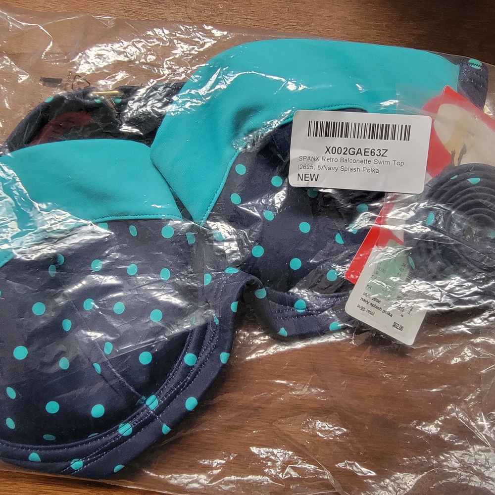 SPANX Blue Bikini Set with Polka Dot Design